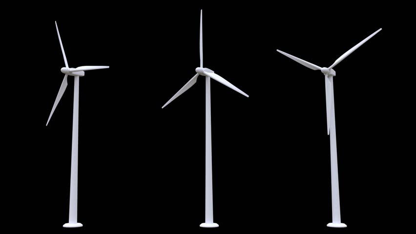 Windmills rotation loop side view isolated with an alpha channel Royalty-Free Stock Footage #1108965225