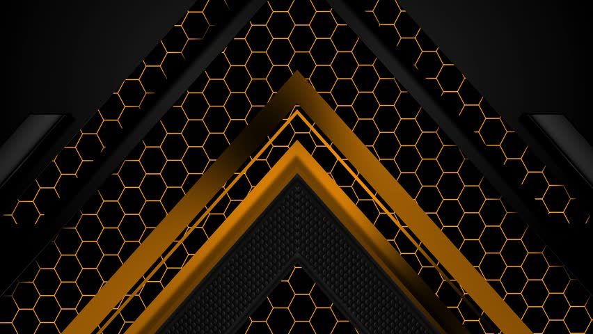 Orange metal Neon arrows design texture hexagons grid pattern abstract wallpaper live performance concert disco element computer graphic design LED WALL stage technology abstract seamless background | Shutterstock HD Video #1108987837