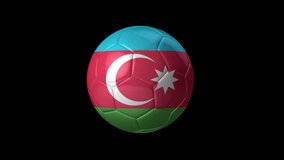 Soccer Ball with Flag of Azerbaijan. Transparent Background, Alpha Channel, 4K ProRes. Easy to Put into Any Video.