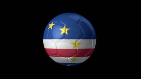 Soccer Ball with Flag of Cabo Verde. Transparent Background, Alpha Channel, 4K ProRes. Easy to Put into Any Video.