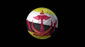 Soccer Ball with Flag of Brunei. Transparent Background, Alpha Channel, 4K ProRes. Easy to Put into Any Video.