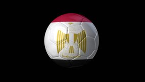 Soccer Ball with Flag of Egypt. Transparent Background, Alpha Channel, 4K ProRes. Easy to Put into Any Video.