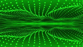 Animated green particles flowing Fluid waves background. Abstract Liquid Pattern background	