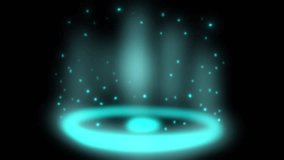Cartoon blue teleport on a black screen. The effect of moving in space with illumination. Doodle teleport in 4K with alpha channel.