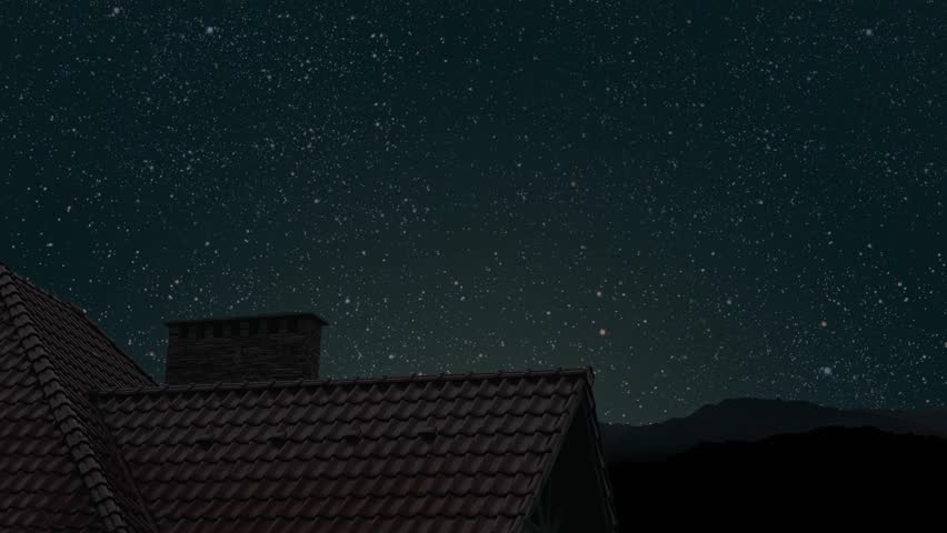 Roof of the house under the night blue sky
 | Shutterstock HD Video #1108998069
