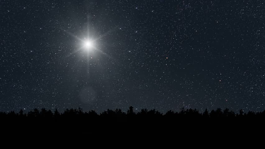A star shines in the night sky over the sea on the holiday of Christmas | Shutterstock HD Video #1109001951