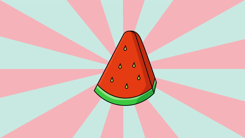 animation of a slice of watermelon with a rotating background