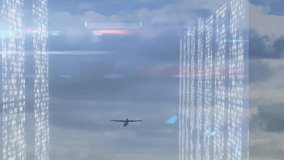 animation of processing data over jet plane flying in blue sky - Powered by Shutterstock - Get 15% off with code: PIKWIZARD15