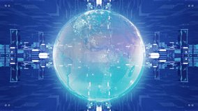 Blue rotating Earth with bright connections and social media interfaces. - Powered by Shutterstock - Get 15% off with code: PIKWIZARD15