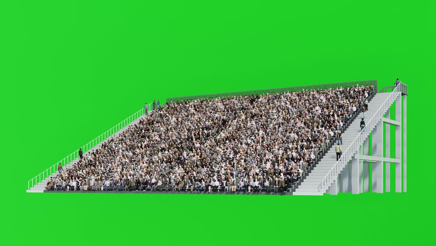 Large Crowd on Stadium Grandstand,3D Animation on Green Screen Royalty-Free Stock Footage #1109019611