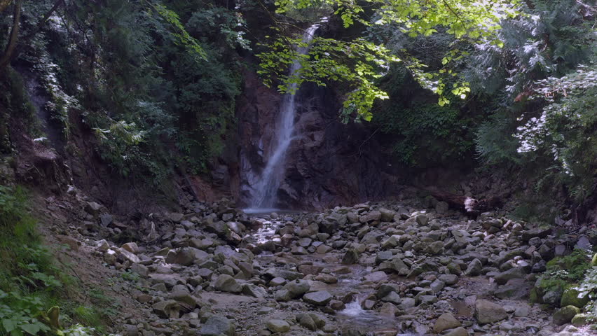 Aerial view from beautiful waterfall in the forest of Japan | Shutterstock HD Video #1109022535