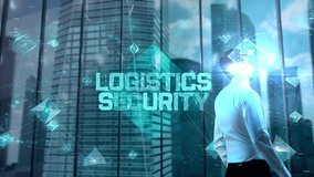 logistics security. Businessman Working in Office among Skyscrapers. Hologram Concept - Powered by Shutterstock - Get 15% off with code: PIKWIZARD15
