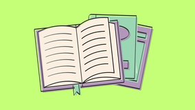 animated book in green  background