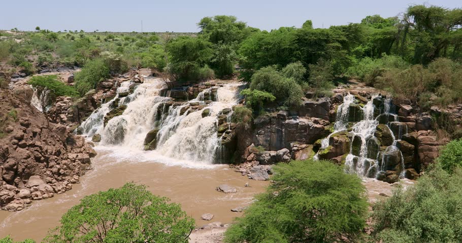 Fall in Awash National Park. Waterfalls in Awash wildlife reserve in south of Ethiopia. Wilderness scene, Africa
