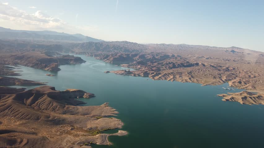 Helicopter Ride from Las Vegas Nevada to the Grand Canyon. Large Lake seen on the way 