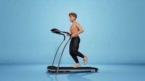 Enjoy the perpetual action of a 3D animated character running on a treadmill in this looping video.