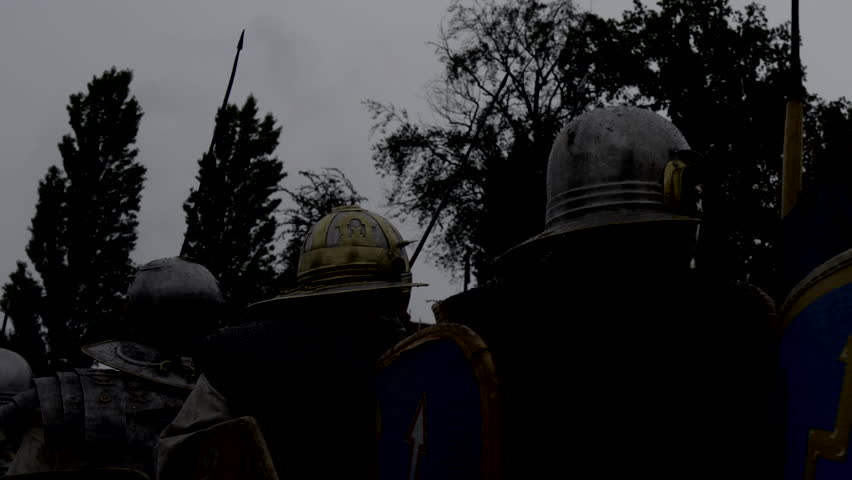 Old Retro Vintage Army Soldiers Marching Together on War Battlefield