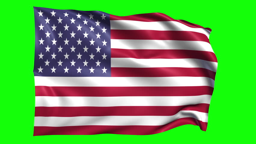 United States flag on a green screen, perfect loop, 3D animation