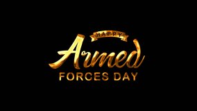 Happy Armed Forces Day Text Animation in Gold Color. Great for Armed Forces Day Celebrations, for banner, social media feed wallpaper stories - Powered by Shutterstock - Get 15% off with code: PIKWIZARD15