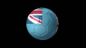 Soccer Ball with Flag of Fiji. Transparent Background, Alpha Channel, 4K ProRes. Easy to Put into Any Video.
