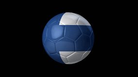 Soccer Ball with Flag of Finland. Transparent Background, Alpha Channel, 4K ProRes. Easy to Put into Any Video.