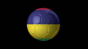Soccer Ball with Flag of Mauritius. Transparent Background, Alpha Channel, 4K ProRes. Easy to Put into Any Video.