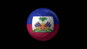 Soccer Ball with Flag of Haiti. Transparent Background, Alpha Channel, 4K ProRes. Easy to Put into Any Video.