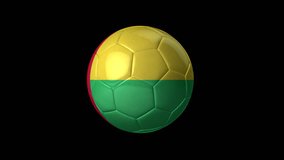 Soccer Ball with Flag of Guinea Bissau. Transparent Background, Alpha Channel, 4K ProRes. Easy to Put into Any Video.