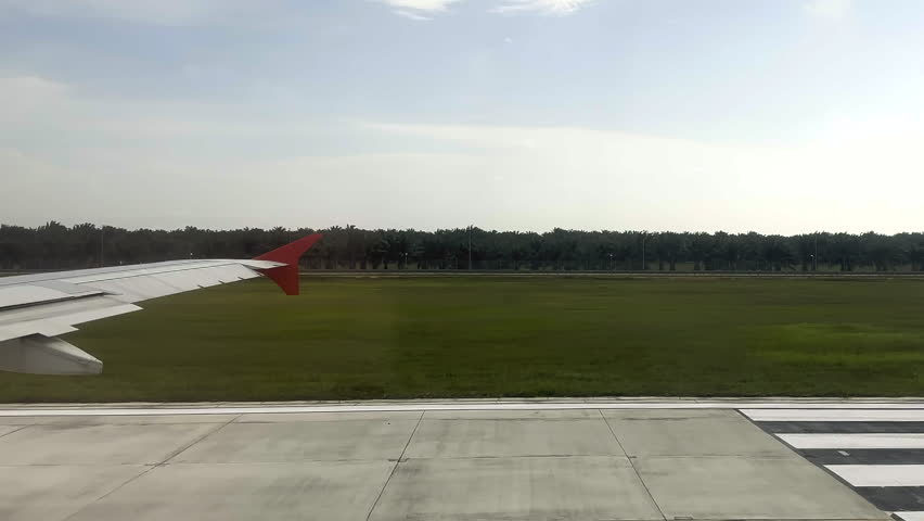 Plane taking off. Plane on runway. Kuala Lumpur, Malaysia.