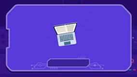 Animated video of computer laptop. Stock image. 4k video