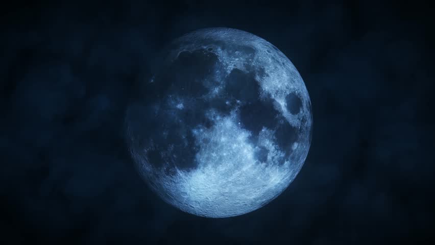 Amazing scenery of white glowing moon with craters in black sky with clouds at night. Interesting full moon in a cloudy night. Halloween Night - Spooky Moon In Cloudy Sky seamless loop. Big full moon Royalty-Free Stock Footage #1109070285
