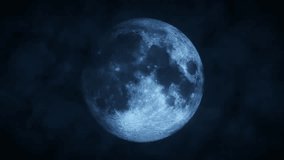 Amazing scenery of white glowing moon with craters in black sky with clouds at night. Interesting full moon in a cloudy night. Halloween Night - Spooky Moon In Cloudy Sky seamless loop. Big full moon - Powered by Shutterstock - Get 15% off with code: PIKWIZARD15