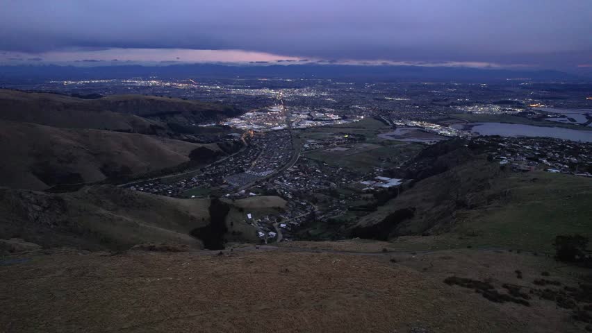 Aerial toward Christchurch from the mountain