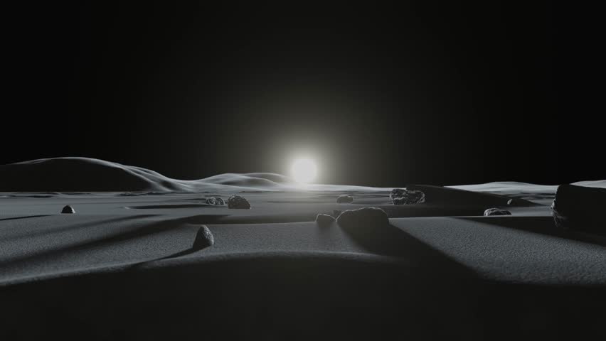 3D Animation of the Lunar surface at the South Pole with the Sun low on the horizon