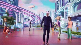 Young Software Developer Testing Virtual Reality World that He Created. Indian Man Entering a Video Game in a VR Headset, Looking Around, Analyzing Performance, Futuristic Animation and 3D Immersion - Powered by Shutterstock - Get 15% off with code: PIKWIZARD15