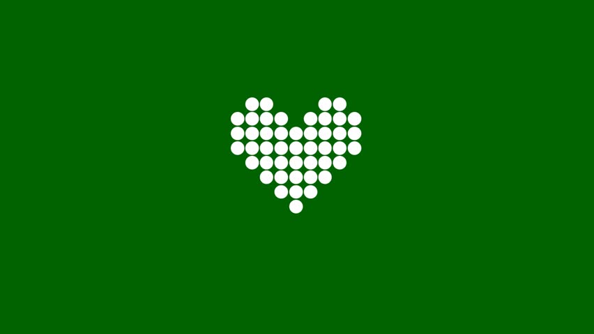 Digital heart shape icon with many dots animation on green screen. 4K video looped animation. | Shutterstock HD Video #1109074569