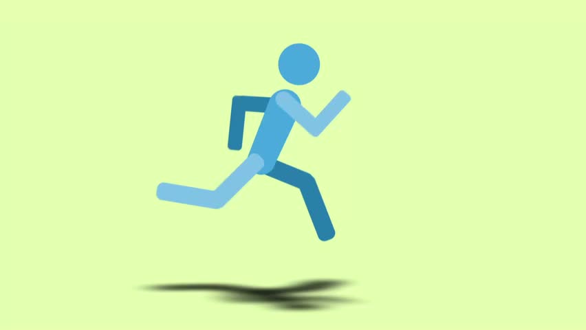 Animation of a person running in front of a green background, running person, animated animation, video, vector drawing Royalty-Free Stock Footage #1109074655