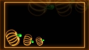 4K Neon Vertical Pumpkin Frame Design Template. Happy Halloween Frame Banner Template Isolated on Black Background. Orange Neon Light Pumpkin Frame Design For Autumn Season. Glowing Animated pumpkins. - Powered by Shutterstock - Get 15% off with code: PIKWIZARD15