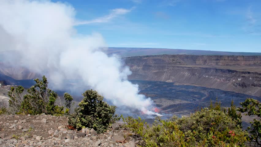 Kilauea Eruption September 2023 captured September 11 from the east crater. Gas plumes and fountains of lava are visible.