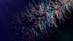 Smoothly moving abstract firework with blue orange soft lines and particles , looped video, 4k , 60 fps