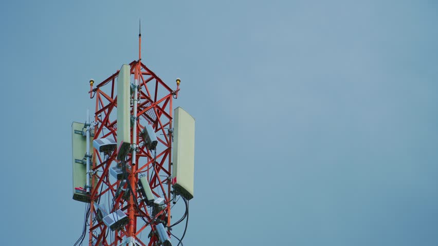 Telecommunication tower, 5G, Wireless Antenna connection system of communication systems | Shutterstock HD Video #1109079521