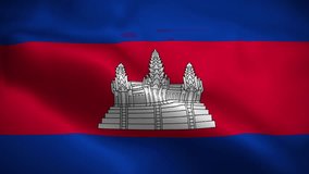 Cambodia flag waving animation, perfect looping, 4K video background, official colors