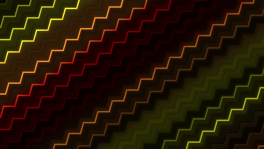 Bright red orange yellow zigzag pattern stage screen wall neon lines on black background glowing animated motion light’s fluorescent technology futuristic modern tunnel. Abstract backdrop 3D 4k | Shutterstock HD Video #1109089171