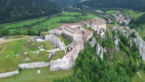 drone video Joux castle, chateau de Joux Jura France europe