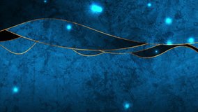 Blue and golden shiny waves with glowing lights abstract background. Seamless looping motion design. Video animation Ultra HD 4K 3840x2160