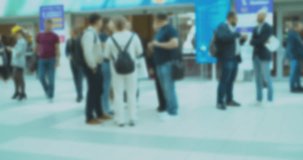 Time lapse.Modern business life.A crowd of unrecognizable business people hurrying about their business.Blurry defocused video.