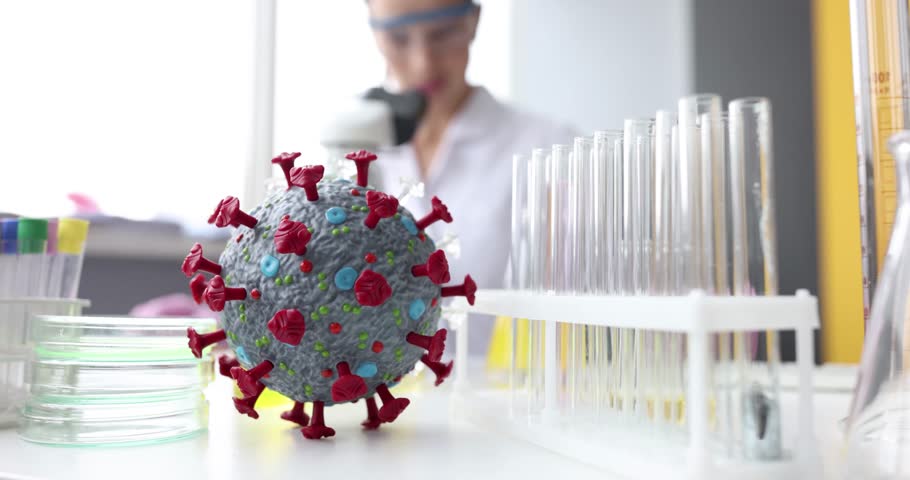 Viral bacterial cell in laboratory. Virus research concept | Shutterstock HD Video #1109110799