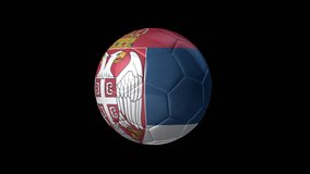 Soccer Ball with Flag of Serbia. Transparent Background, Alpha Channel, 4K ProRes. Easy to Put into Any Video.