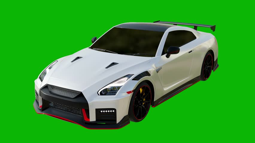 Amazing Super White Car Loop Video - 3D Render Super Car In Green Screen 