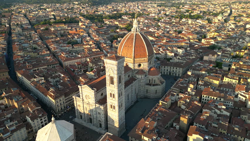 Beautiful sunset over Florence Cathedral (Duomo di Firenze), Cathedral of Saint Mary of the Flower, Italy
